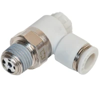 Пневмофитинг Г-образный угловой, регулятор расхода воздуха NBPT ZSC 4-M5*0,8