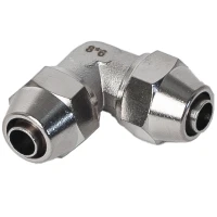 Пневмофитинг компрессионный угловой, L-образный NBPT SM-V 4/2,5-0 никелированная латунь